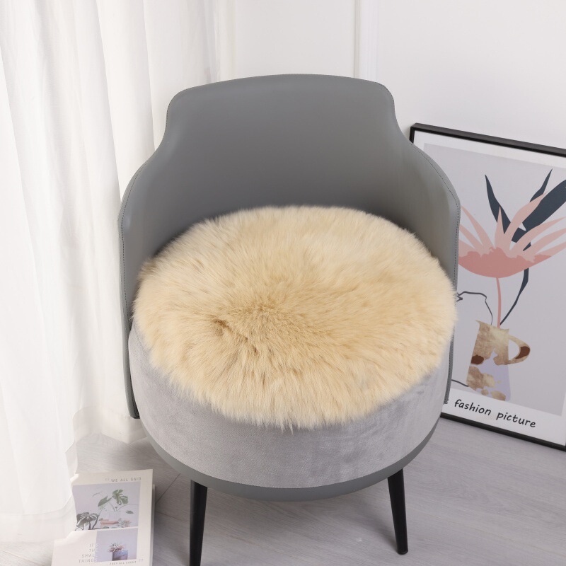 Light Luxury Wool Plush Round Cushion Sofa Dining Chair Soft Seat Cushion Warm Seat Pad Solid Color Home Decor for Long Sitting