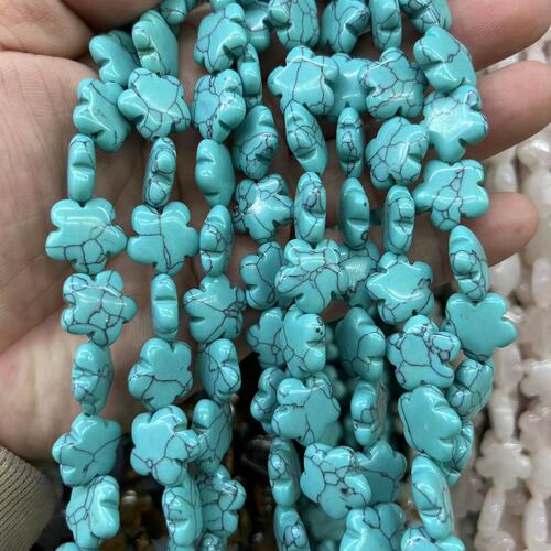 Plum Blossom Loose Beads, Tiger Eye Green Turquoise, Green Dongling DIY Jewelry: Wholesale Beaded Snowflake Jade & Gemstone Accessories for Bracelets and Necklaces