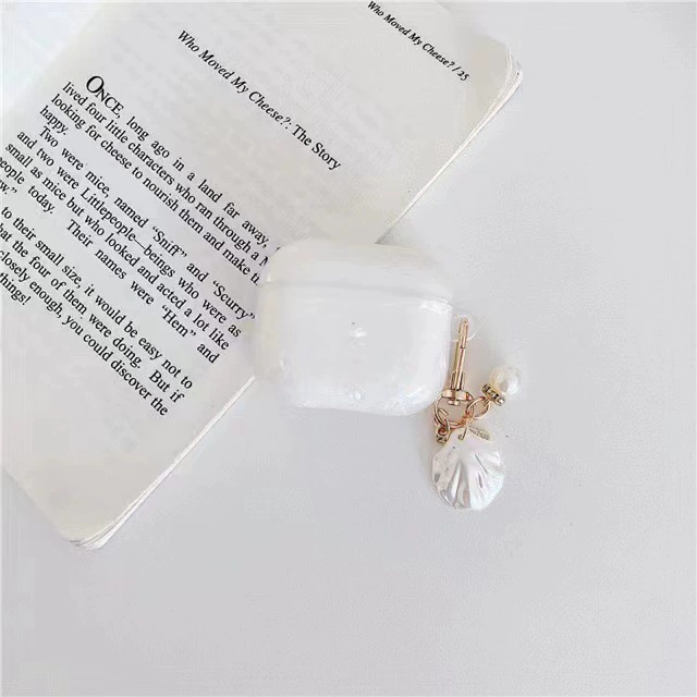 Защитный чехол для Apple AirPods — паттерн ракушки с жемчным кулоном, защита от падения (для разных моделей AirPods)