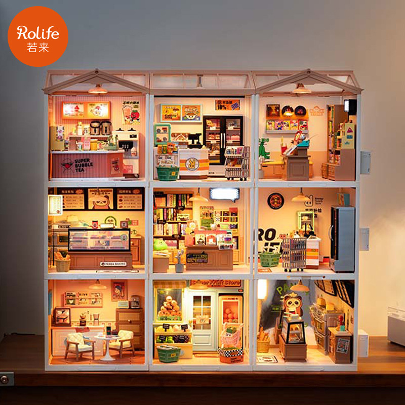 If you come to the super world store diy hut model building block toy three-dimensional puzzle children's educational toy gift If you come to the super world store diy hut model building block toy three-dimensional puzzle children's educational toy gift