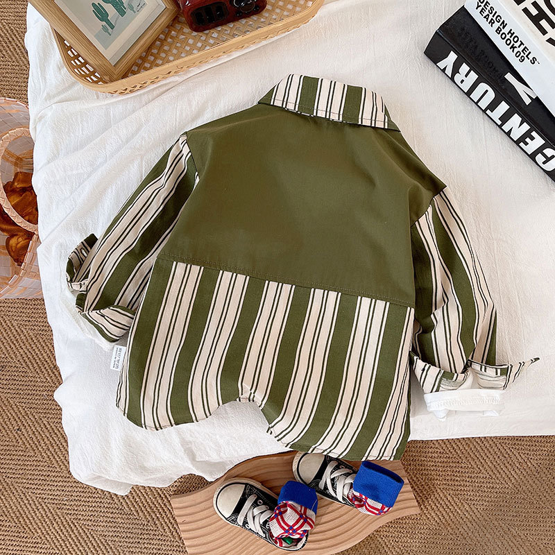 Camisa de Primavera de estilo coreano para niño de entrega de una pieza 2023 nuevos niños solapa de dibujos animados Capa delgada superior