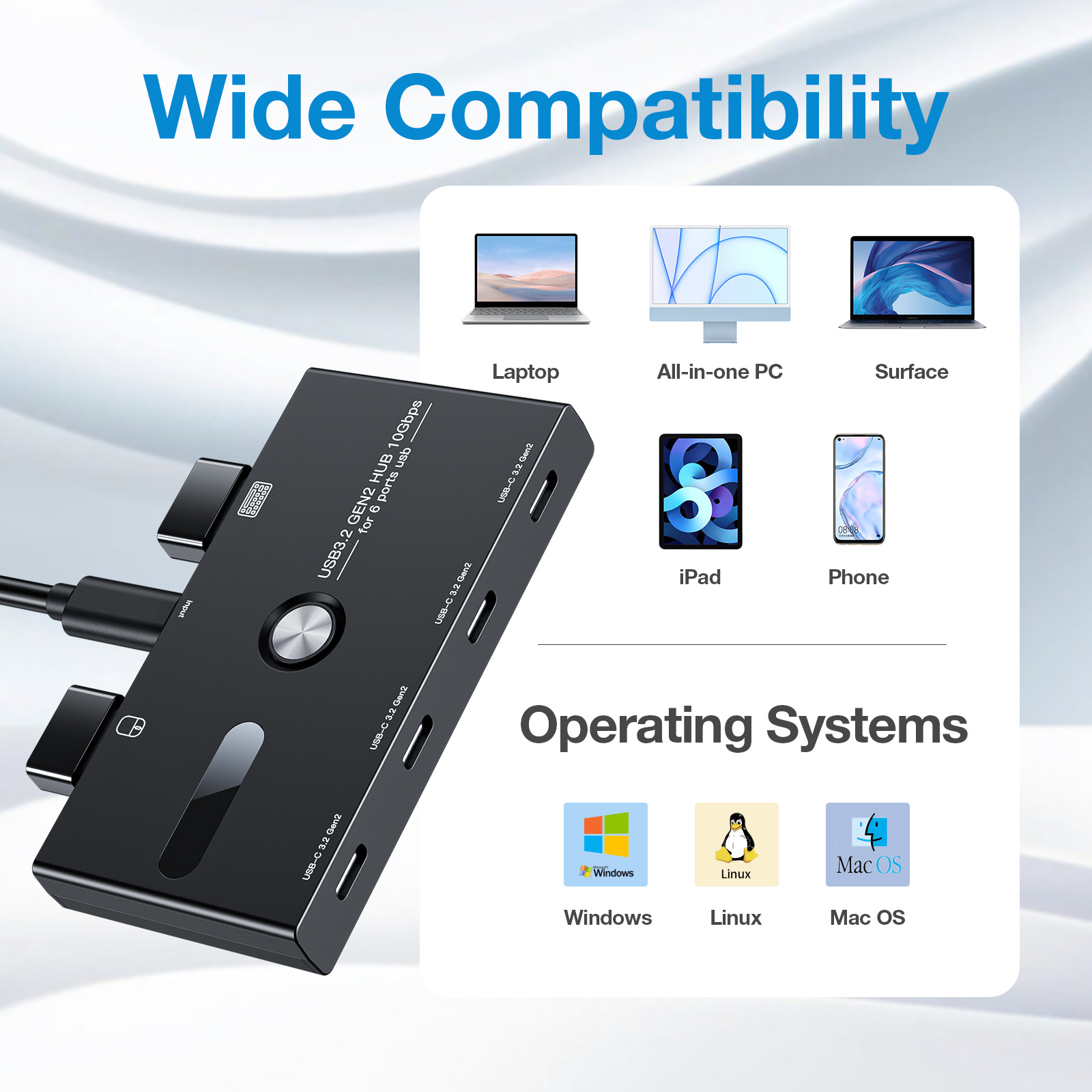 USB tipo C 10g HUB 3.2 gen2 4 puertos usb c divisor
