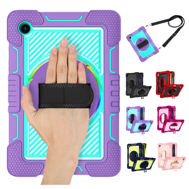 Suitable for Samsung A9 Tablet Case TabS7 Rear Case S9U Crossbody S6lite Anti-fall Case FE Rotating Bracket Wrist Strap