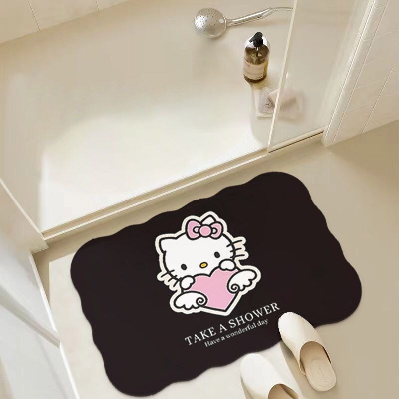 可爱凯蒂猫硅藻泥浴室吸水速干垫入户防滑门垫家用门口装饰脚垫|undefined