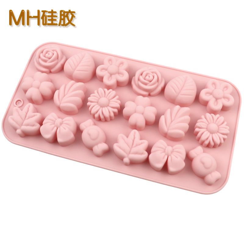 明昊 18连不同花花草 硅胶巧克力模具冷制皂模 DIY自制糖果软糖模|undefined