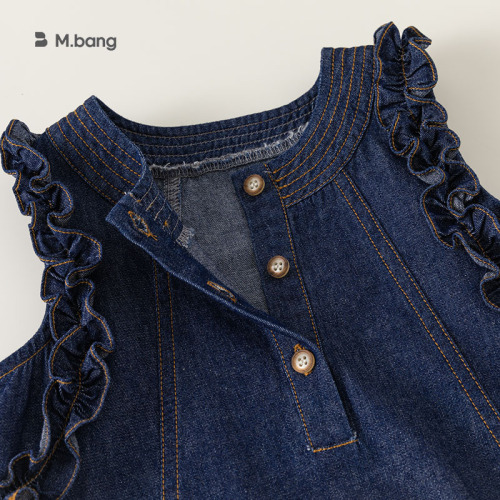 INSbobo children's clothing summer girls' dress stylish Korean style sleeveless denim skirt lace skirt XQ23217