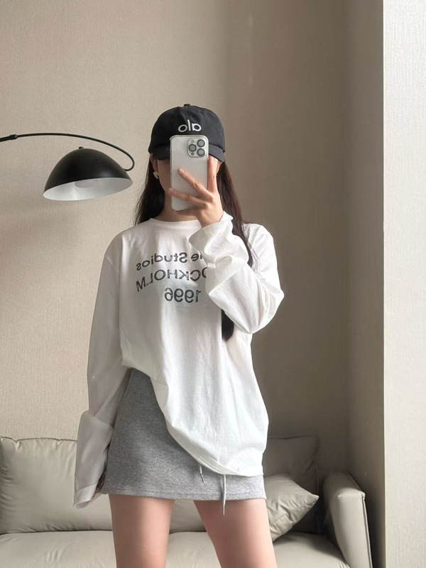 正しいバージョン 2024 新しい ACXD レター長袖 Tシャツ 1996 デジタル印刷コットン長袖ルーズ Tシャツ男性と女性用|undefined