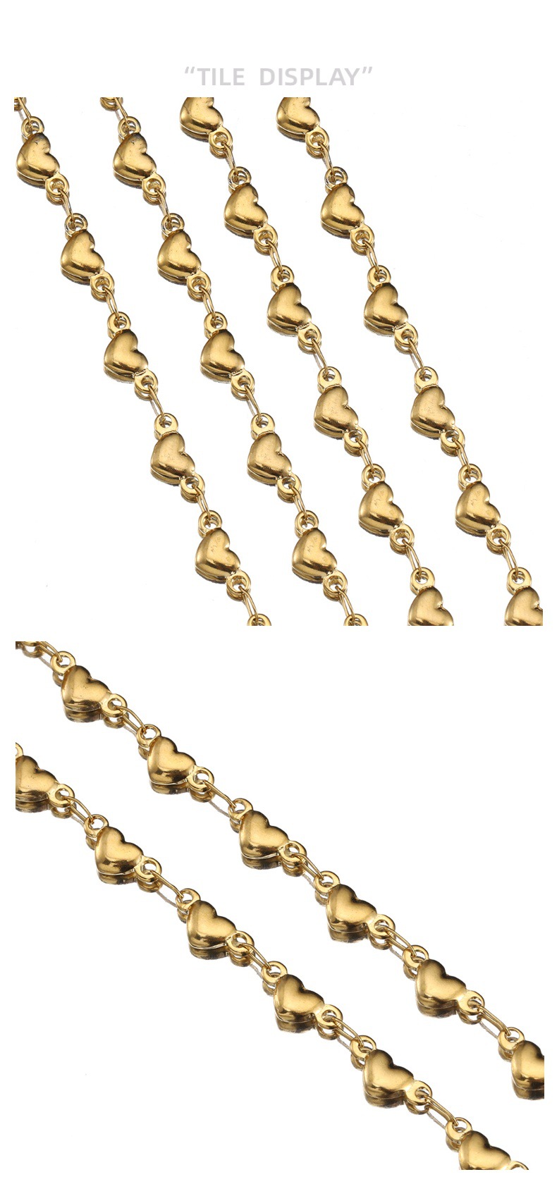 20g Weight Chain Jewelry Making Type 18K Gold Plated Plating Material DIY Jewelry Accessories Classification 1 Piece Quantity 1 Piece Stainless Steel 18K Gold Plated Heart Shape Polished Chain DIY Jewelry Accessories