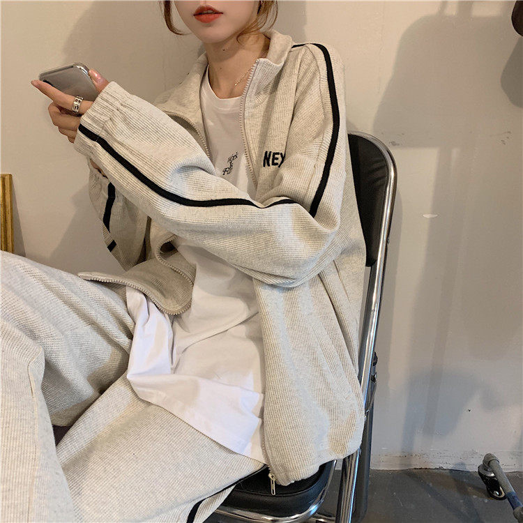 Autumn and Winter new casual suit women's Korean-style preppy style loose sweater age-reducing ins sports two-piece set