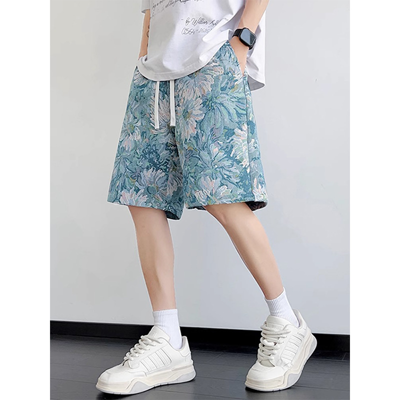 NASA Shorts Men's Summer Thin Loose Straight Casual Five-point Pants Student Trendy Brand Yipi Handsome Ice Silk Beach Pants