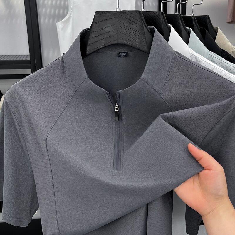 Bird's Same Style Summer New Lightweight Outdoor Quick-Dry Sports Half-Zip T-Shirt Men's Stand Collar Short-Sleeve Base Layer Polo Bird's Same Style Summer New Lightweight Outdoor Quick-Dry Sports Half-Zip T-Shirt Men's Stand Collar Short-Sleeve Base Layer Polo