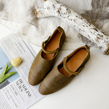 琢皮师 牛皮单鞋袢带复古文艺森系玛丽珍女鞋牛皮奶奶鞋浅口皮鞋