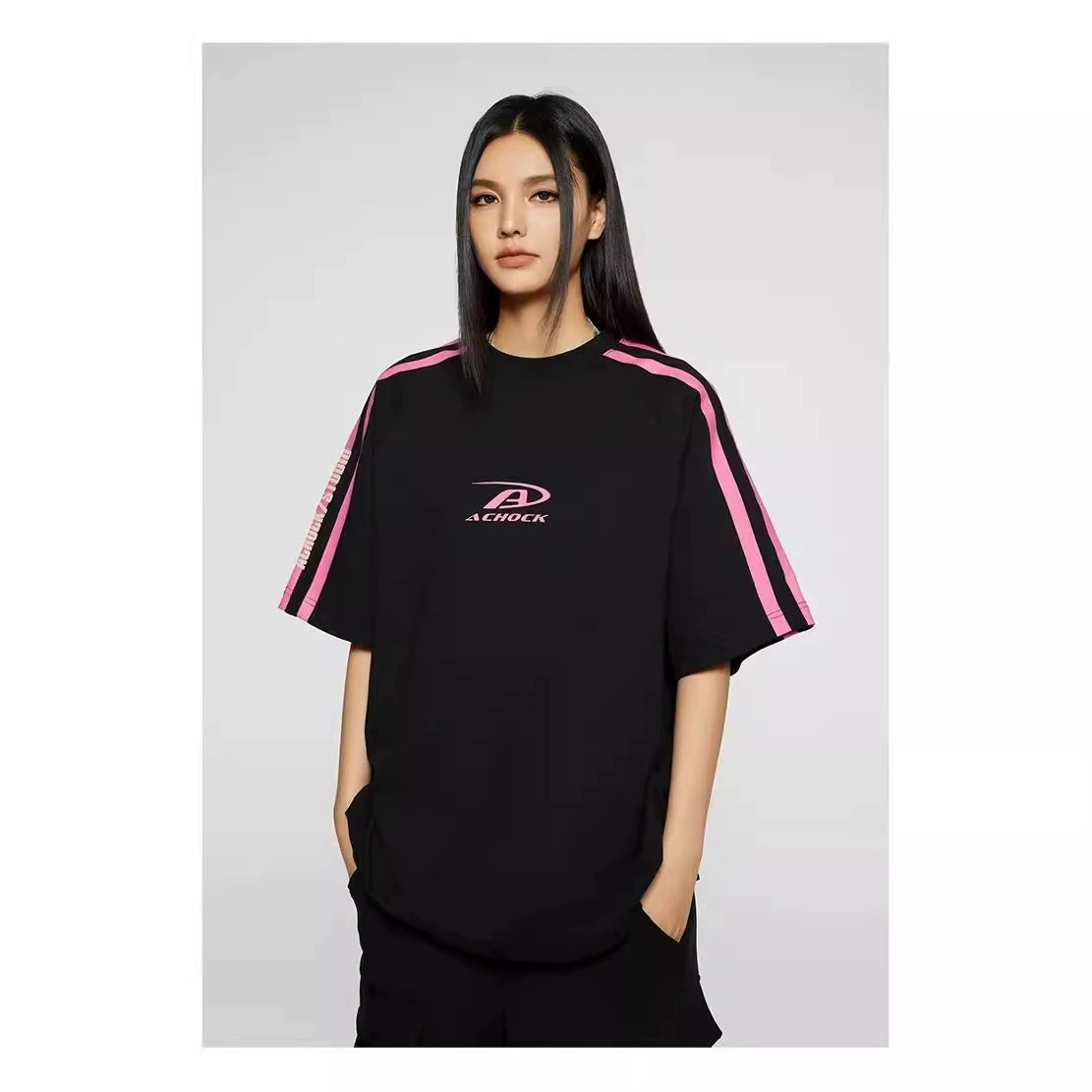 Летняя полосатая новая версия A * ock прилив сшитый печатный слиток тяжелая свободная повседневная футболка американская высокая улица свободная