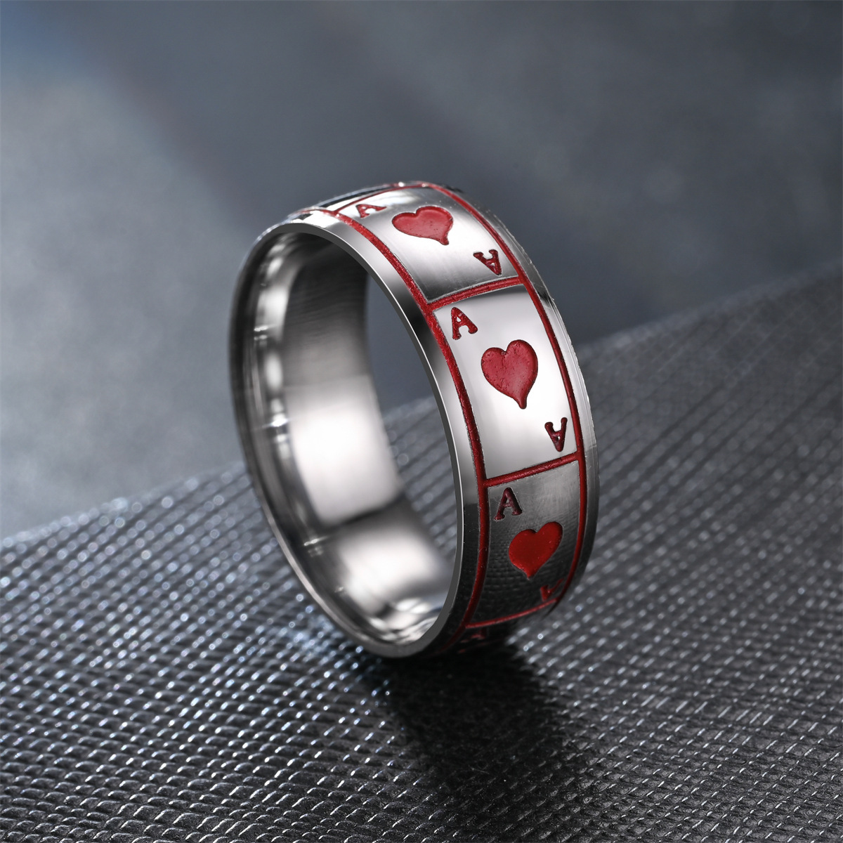 Daily Occasion Stainless Steel Material Fashion Poker Stainless Steel Rings 1 Piece