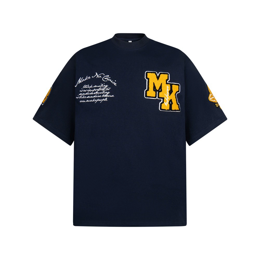 Tide, velvet cotton short sleeve T-shirt for leisure, American style, with embroidery, with short sleeve, round collar