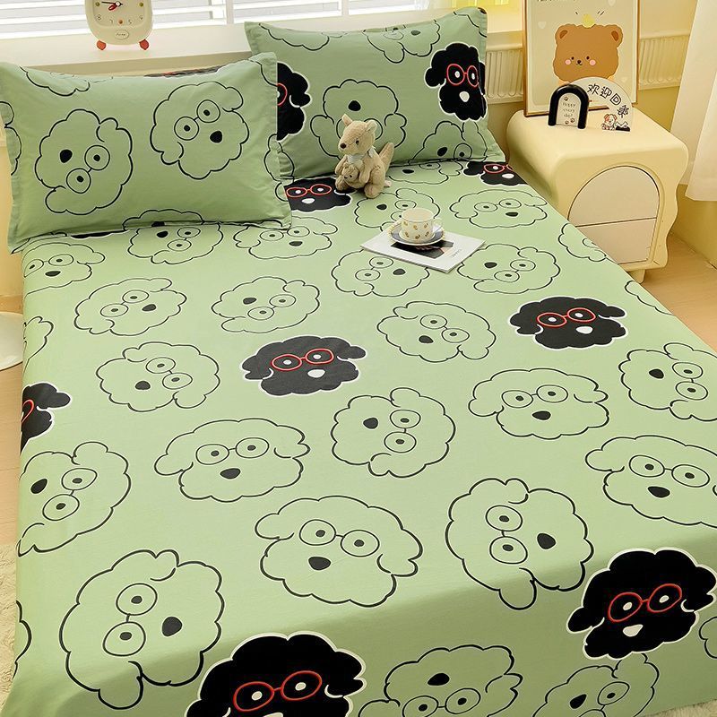 Algodón 100% algodón sábana de una pieza niña linda funda de cama de dibujos animados gruesa funda de almohada de tres piezas conejo