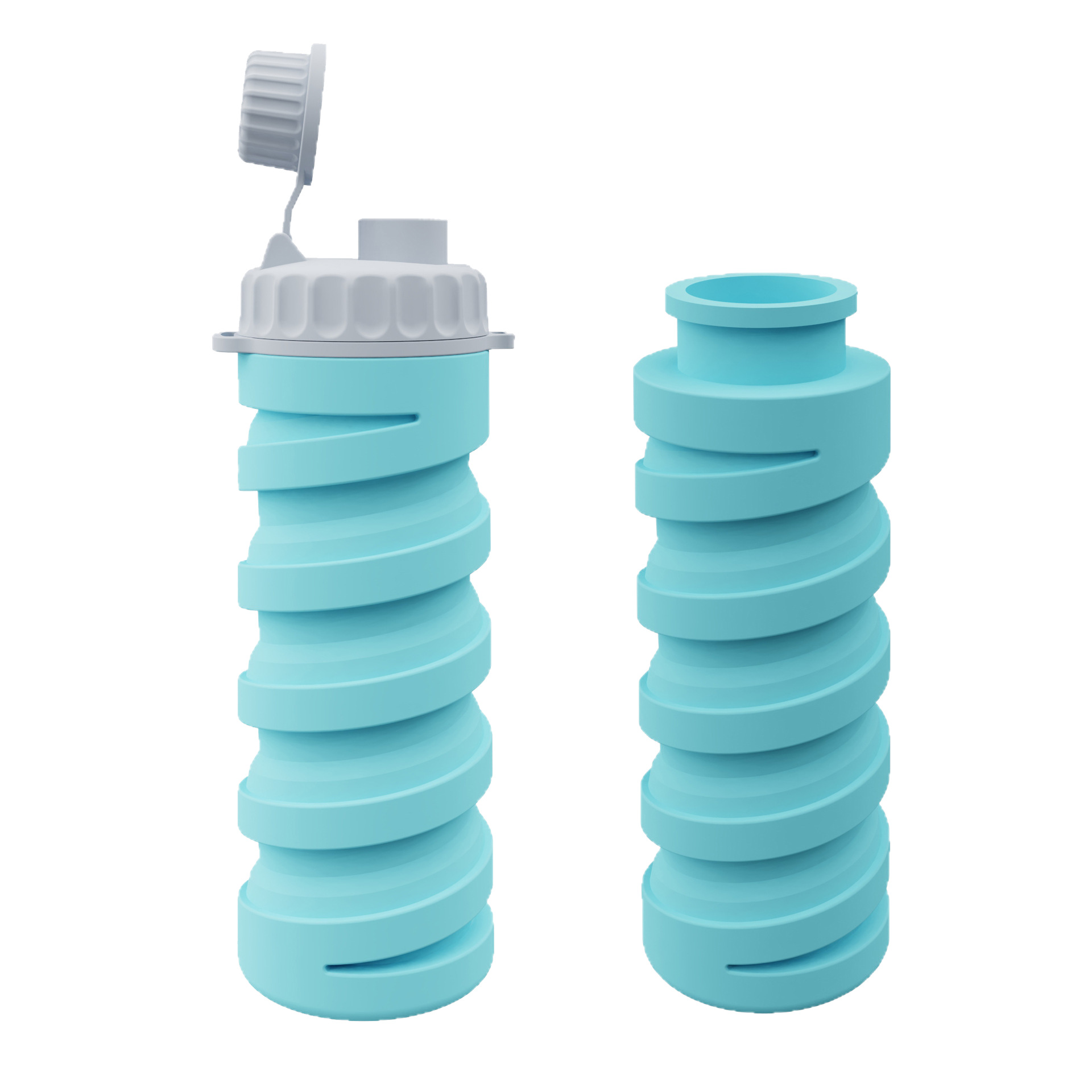 Taza de agua plegable de silicona de doble bebida portátil Botella de agua para deportes al aire libre 500ml Regalo de viaje Pajita de botella de agua telescópica