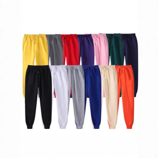 Factory Direct Sale Men's Spring and Autumn New Slim Fit Sports Long Pants Training Breathable Solid Color Fleece Sweatpants Casual