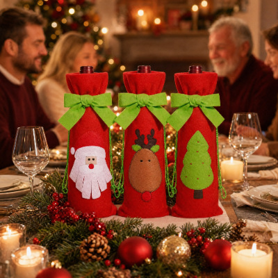 Decoraciones de Navidad transfronterizas cubierta de botellas de vino arco creativo correa de vinos set de mesa decoración de restaurantes accesorios de vino