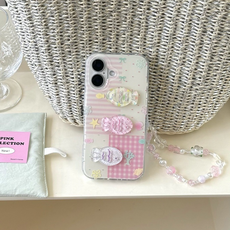 Flores tridimensionales de niña pequeña y fresca para Apple 16ProMax funda para teléfono móvil 15Pro empalme 14/13 cadena 15