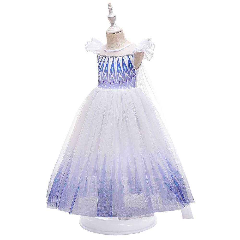 Vestido DE LOS NIÑOS congelados volando manga encaje gradiente volantes mullido princesa vestido Cosplay traje image 9