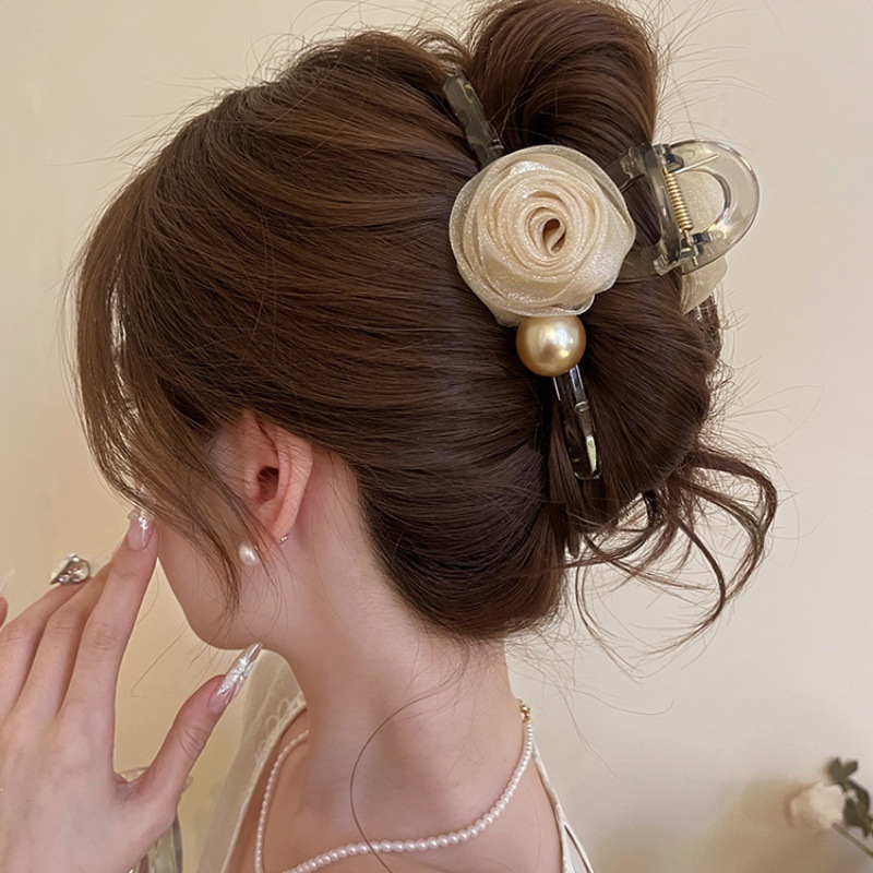 Satín de alta sensación, arco negro grande, clip de tiburón, toque de cabeza, clip de nube, clip de agarre, clip de cabello, tarjeta de cabello de mujer