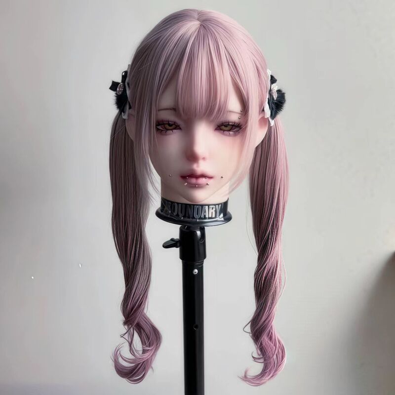 Light Pink Lolita Double Ponytail Wig for Women with Long Curly Hair Japanese Style Style Cute Tie-Up Daily Full Headgear
