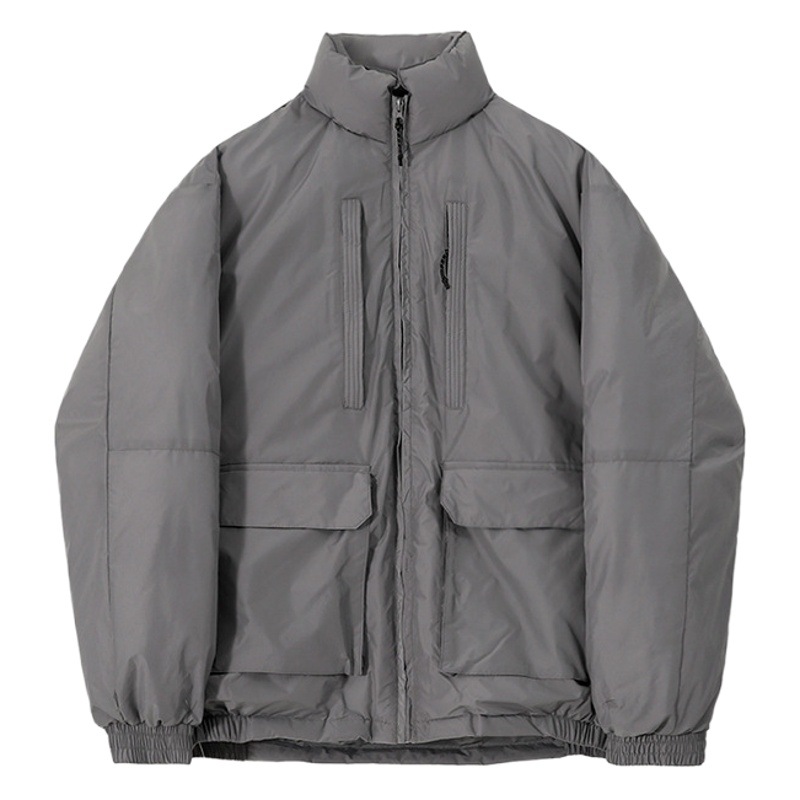 MYQ estilo japonés ropa de trabajo collar de pie abrigo de algodón acolchado abrigo de invierno de los Hombres estilo coreano suelta cálida chaqueta engrosada abrigo de algodón acolchado