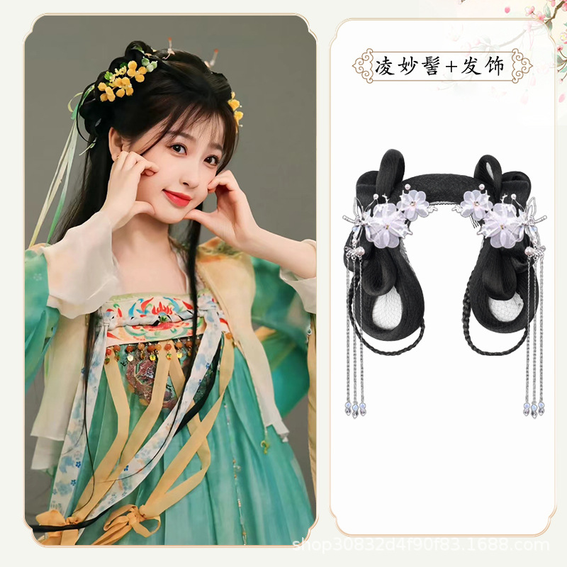 링 미아오빵 + 은잠자리 헤어 액세서리 한 쌍