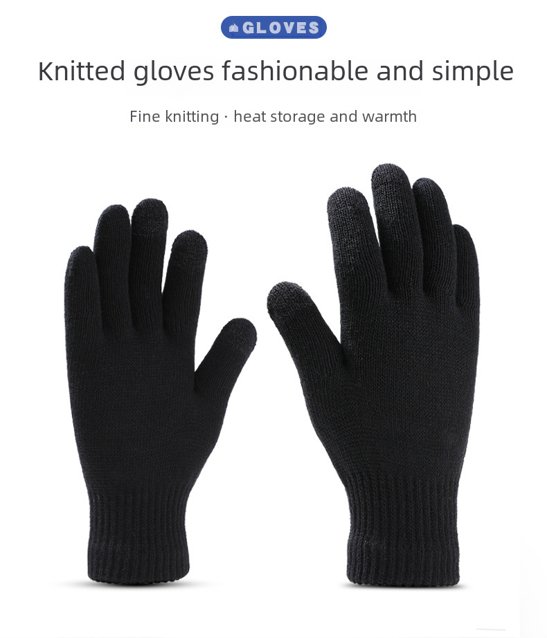 European and American winter hat scarf gloves three-piece men's knitted hat velvet winter wool hat scarf _voghion.com