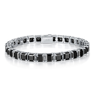 European and American hip-hop style explosions black 5.5mm pagoda cut mulberry diamond S925 silver plated 18k gold bracelet for men and women