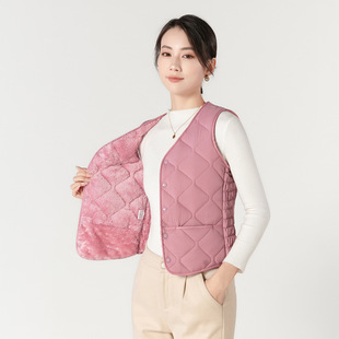 Autumn and Winter Middle-aged and Elderly Down Cotton Vest Women's fleece-lined Vest Cold-proof Internal and External Wear New Style Mother's Short Waistcoat