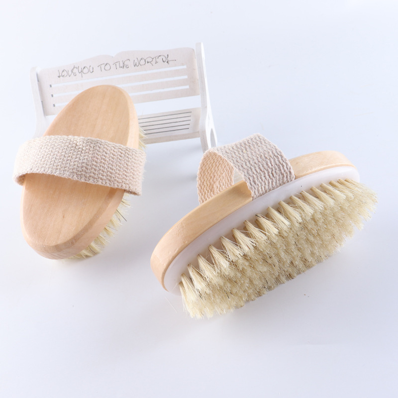 En stock mano cepillo mango-cepillo de baño cepillo de masaje cepillo de baño oval cepillo de baño cepillo de madera cepillo de limpieza del cuerpo