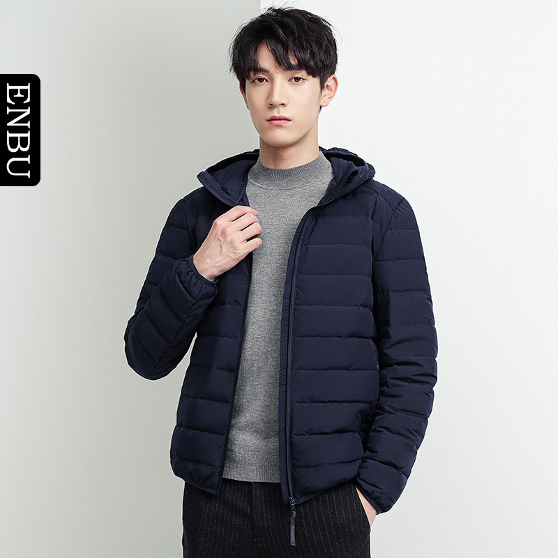 Enbu New Winter down Jacket for Men, Short Hooded Coat, Trendy Brand, Solid Color, 90% White Duck Down, Warm, Convertible Design Enbu New Winter down Jacket for Men, Short Hooded Coat, Trendy Brand, Solid Color, 90% White Duck Down, Warm, Convertible Design