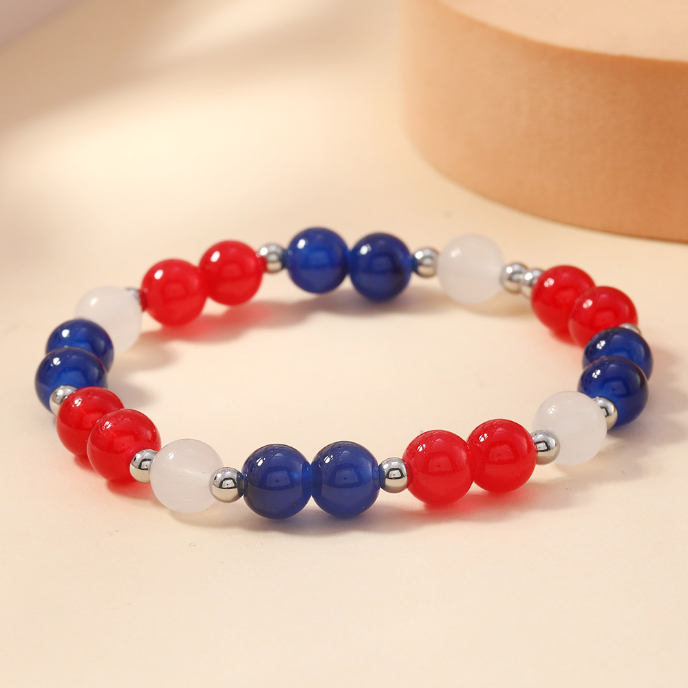 304 Stainless Steel Crystal Glass Simple Style Classic Style Beaded Round Bracelets display picture 2