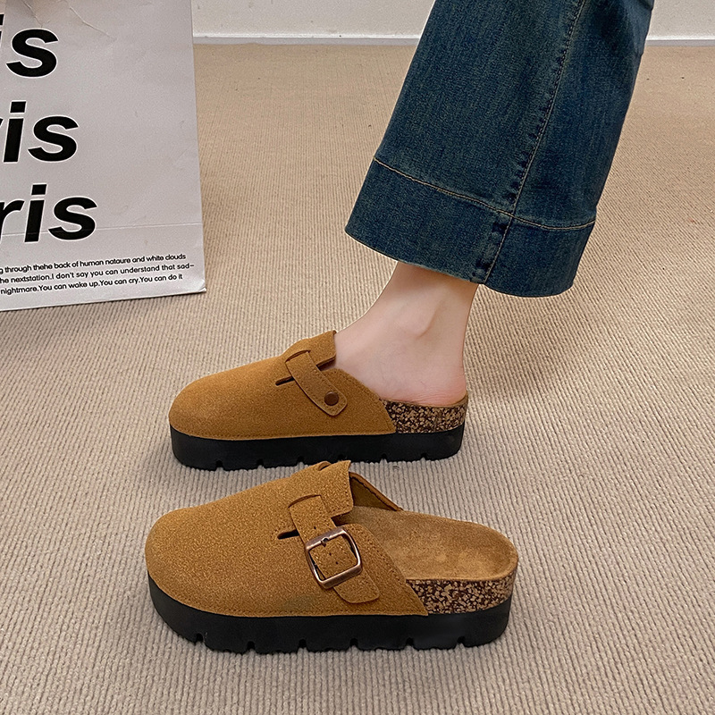 Super Popular Birkenstock Shoes for Women in Summer New Outer Wear Thick-Soled Birkenstock Toe Half Slippers Non-Slip Lazy Slip-On Women's Shoes