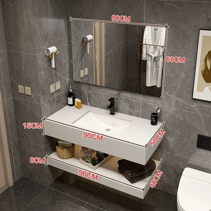 90 cm con espejo cuadrado ordinario