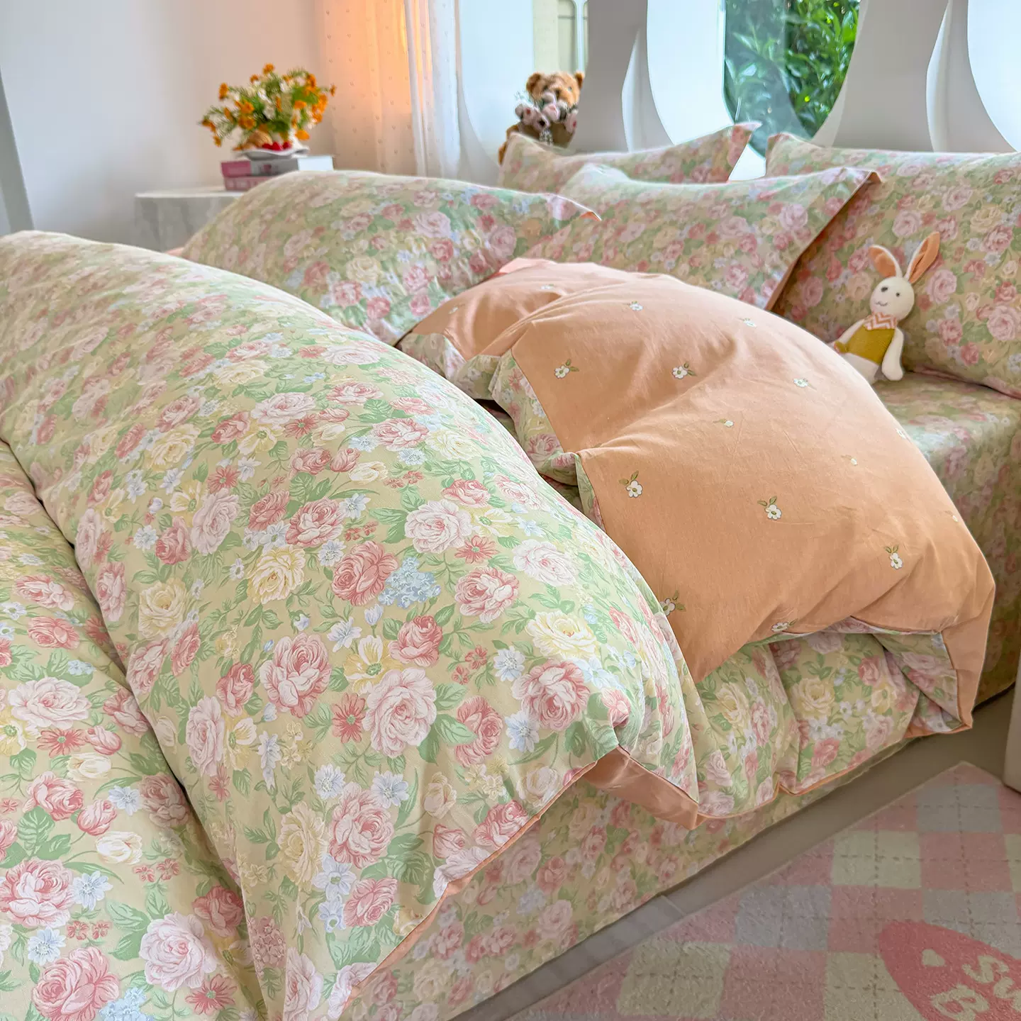 ins风纯棉四件套100全棉被套单人宿舍床单三件套床上用品被罩床笠