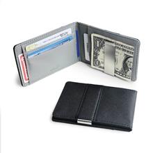 SaleSolid Men's Thin Bifold Money Clip Leather Wallet with A