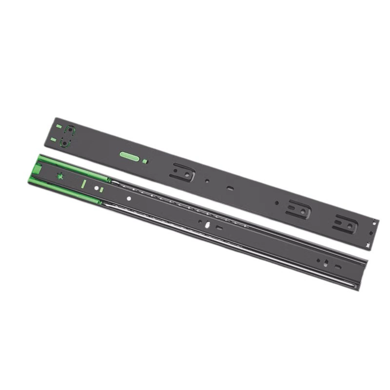 哥尼迪 Three-section drawer guide rail 45 wide side-mounted buffer track three-section rebound track ball silent slide rail black