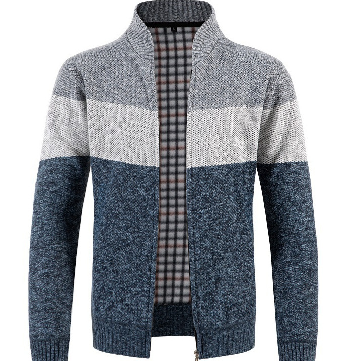 2024 autumn and winter Korean fashion men's sweater sweater coat color matching full zipper jacket top cardigan 2024 autumn and winter Korean fashion men's sweater sweater coat color matching full zipper jacket top cardigan