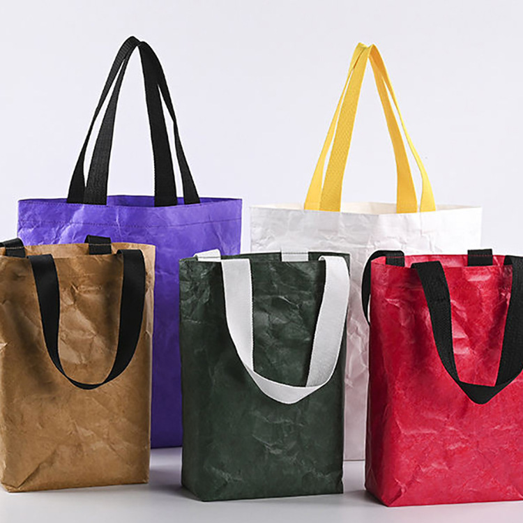 广告单肩手提袋复古杜邦纸袋拉链单肩手提包水洗牛皮纸袋购物纸包