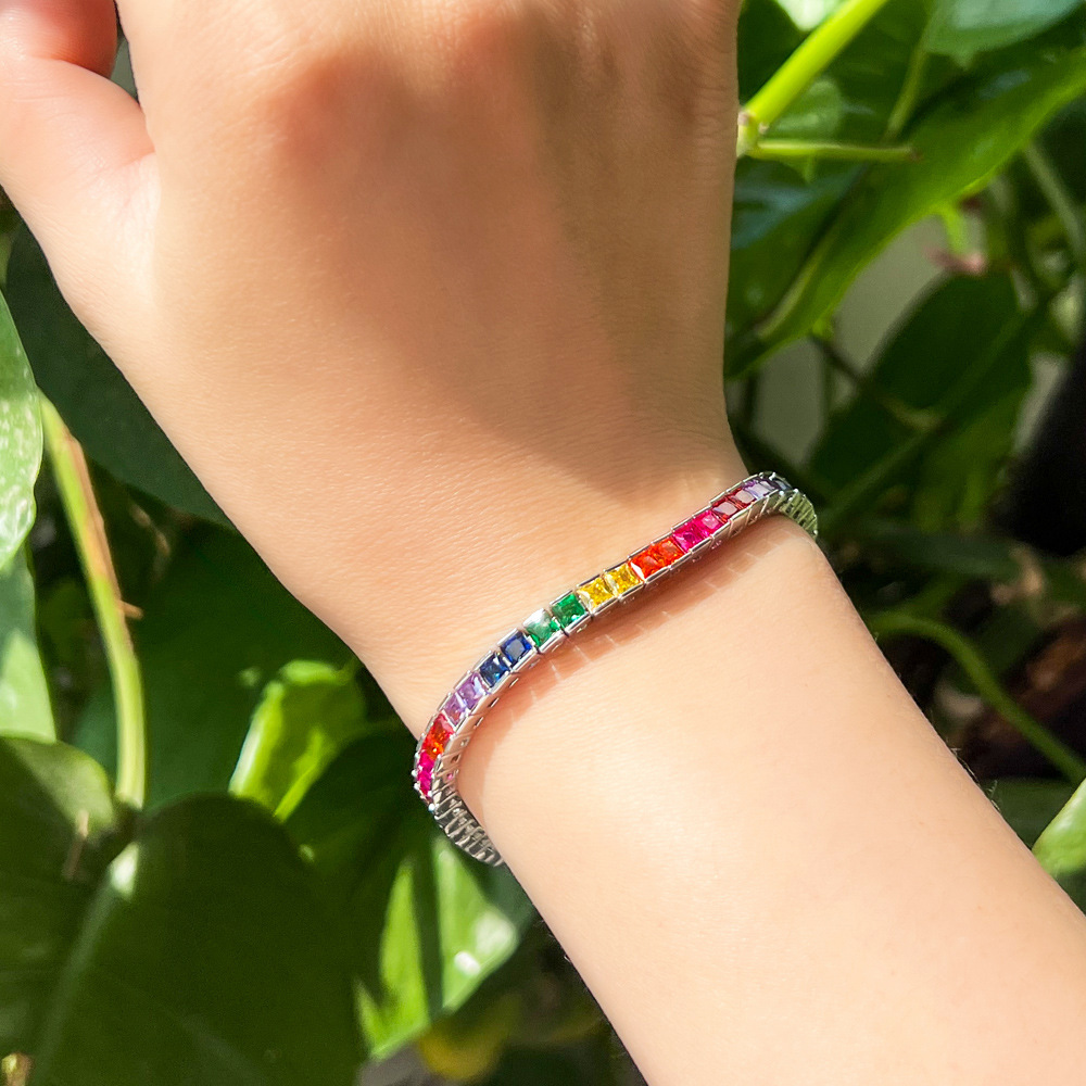 Geometric Elegant Zircon Copper Bracelets Plating Box Clasp Closure display picture 2