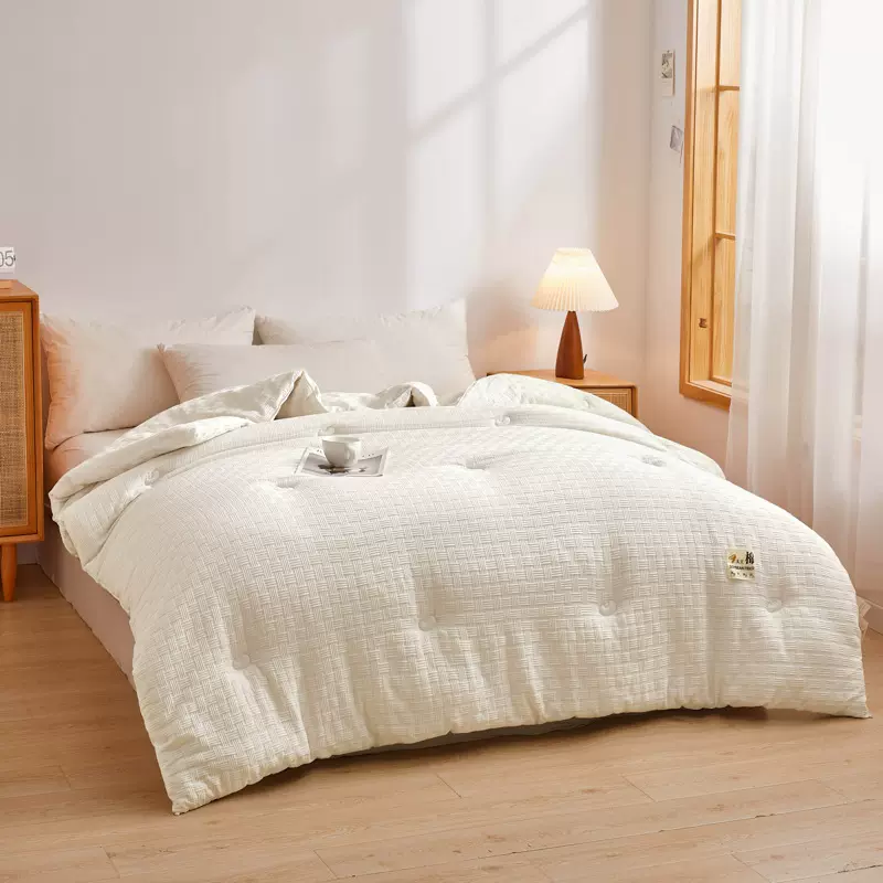 新款华夫格针织纯色提花大豆被春秋被加厚冬被子被芯工厂批发贸易