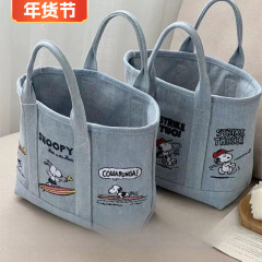 スヌーピー刺繍日本のかわいいキャンバスバッグママのお出かけハンドバッグランチバッグオフィスワーカーハンドバッグ女性