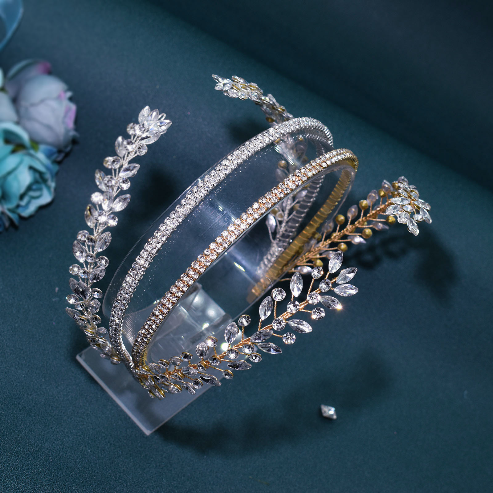 150g Weight Hair Band, Party Headpieces Hair Accessories Type 1 Piece Quantity Holiday, Wedding, Banquet Occasion Rhinestone Material Leaf Pattern Women's Gender Handmade Design Original Design Style Women's Original Design Leaf Rhinestone Handmade Hair Band Party Headpieces 8