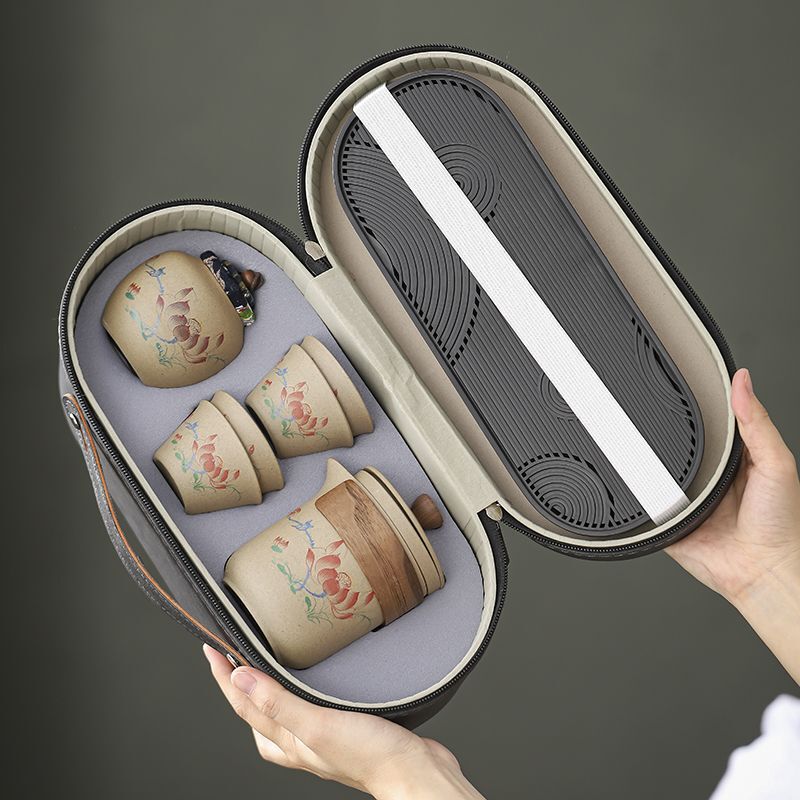 Travel Tea Set Small Set Stoneware Quick Cup One Pot Three Cups Outdoor Portable Kung Fu Teapot Gift