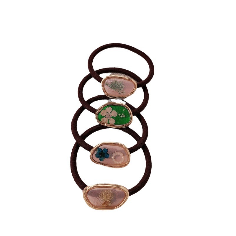 Hecha a mano anillo de pelo de flores de aleación de niña dulce cuerda de cabeza nueva alta elasticidad correa de cabello de cola de caballo adornos para el cabello