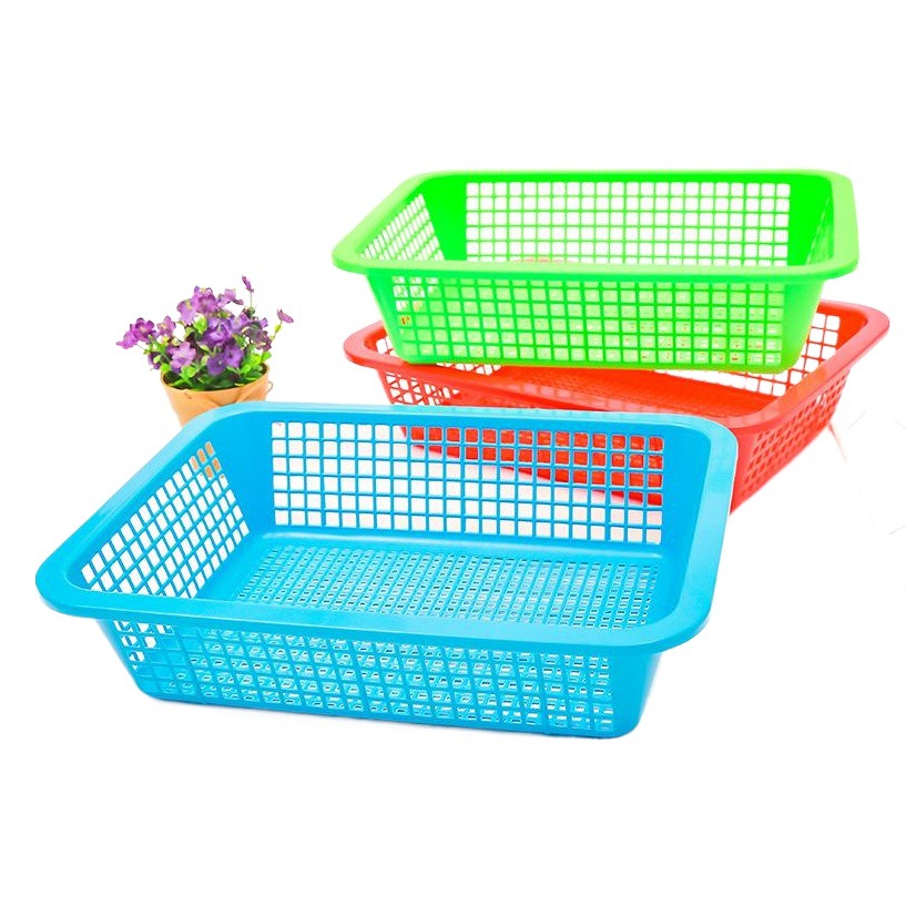 Plastic color Square sieve rectangular plastic basket storage basket turnover blue vegetable washing basket water filter basket wholesale