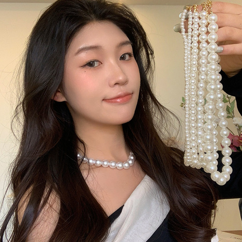 Korean classic retro pearl necklace for women fashion simple temperament collarbone chain internet celebrity same style necklace wholesale